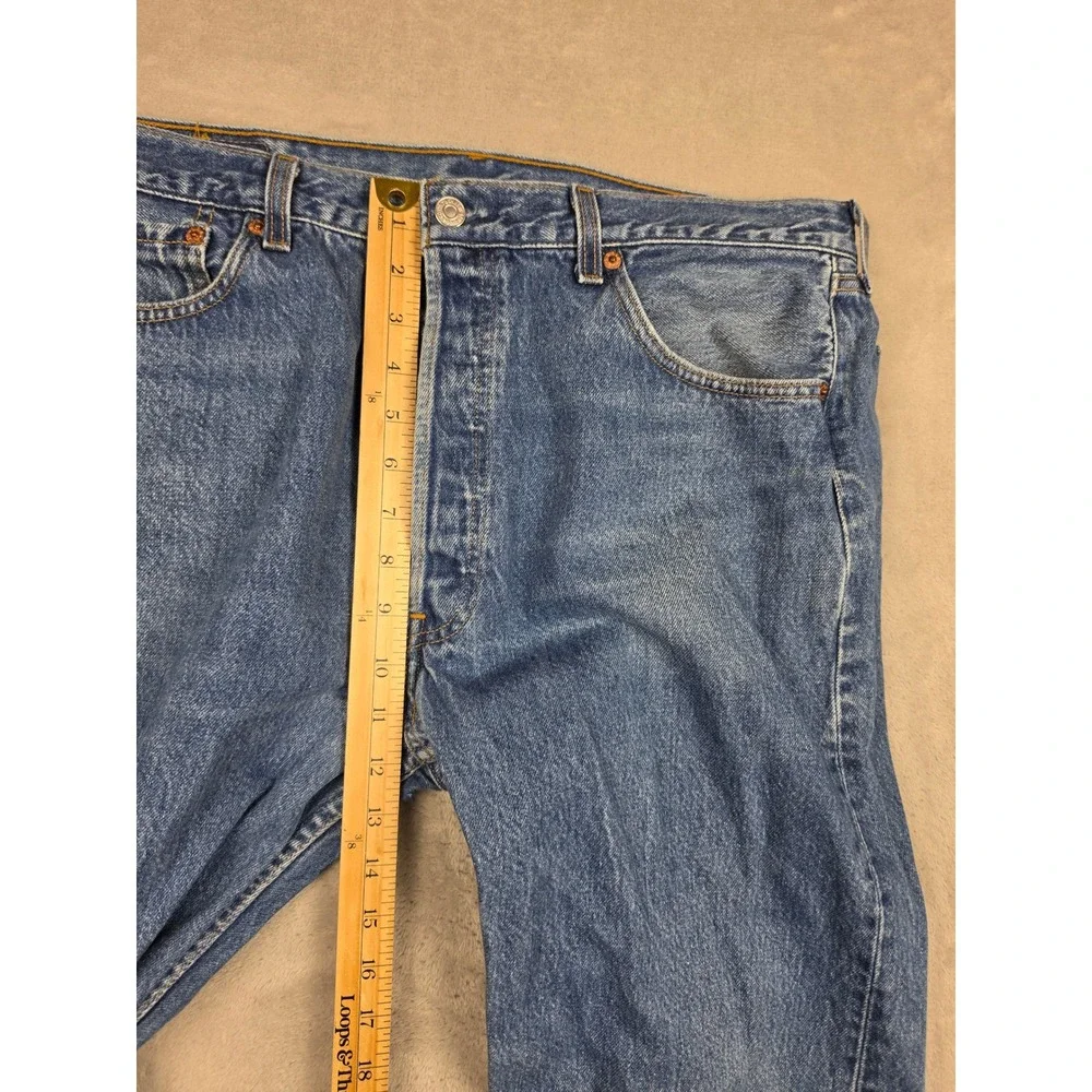 Vintage Levi's 501 Jeans Men 38x34 Fit 36x34 Blue Distressed Button Fly USA Made